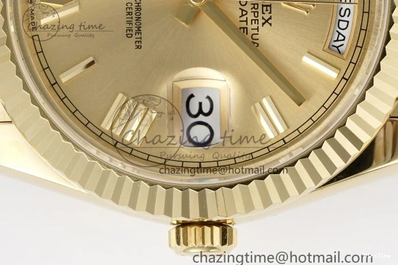 MiroTime 0505 Comfortable DayDate 40 YG JDF Gain Weight 904L Steel YG Dial Roman Markers on President Bracelet A2836 V 1821
